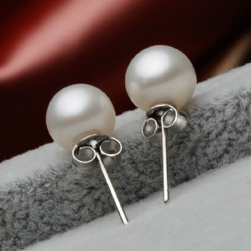 New Simple S 9 2 5 Exquisite Round Pearl Geometric Jewelry ring for women Engagement Wedding Gift Ear Pin Ear Studs earring