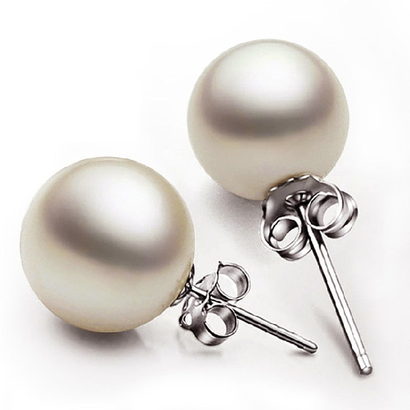 New Simple S 9 2 5 Exquisite Round Pearl Geometric Jewelry ring for women Engagement Wedding Gift Ear Pin Ear Studs earring